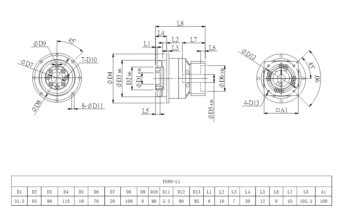 PG90_L1系列行星減速器圖紙