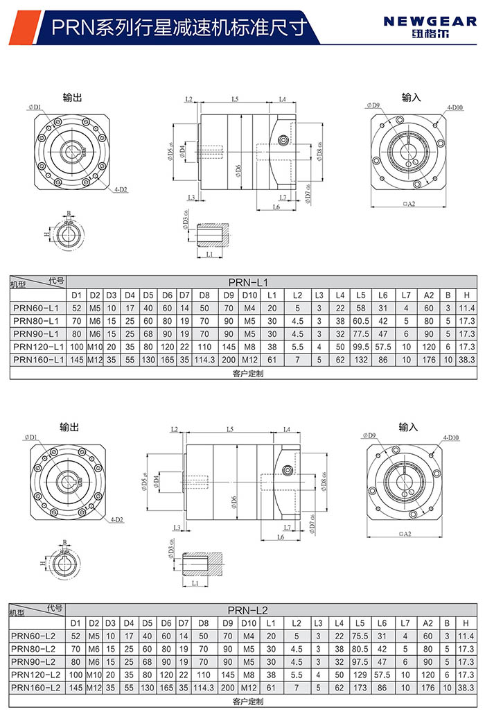 PRN直齒行星減速機安裝尺寸